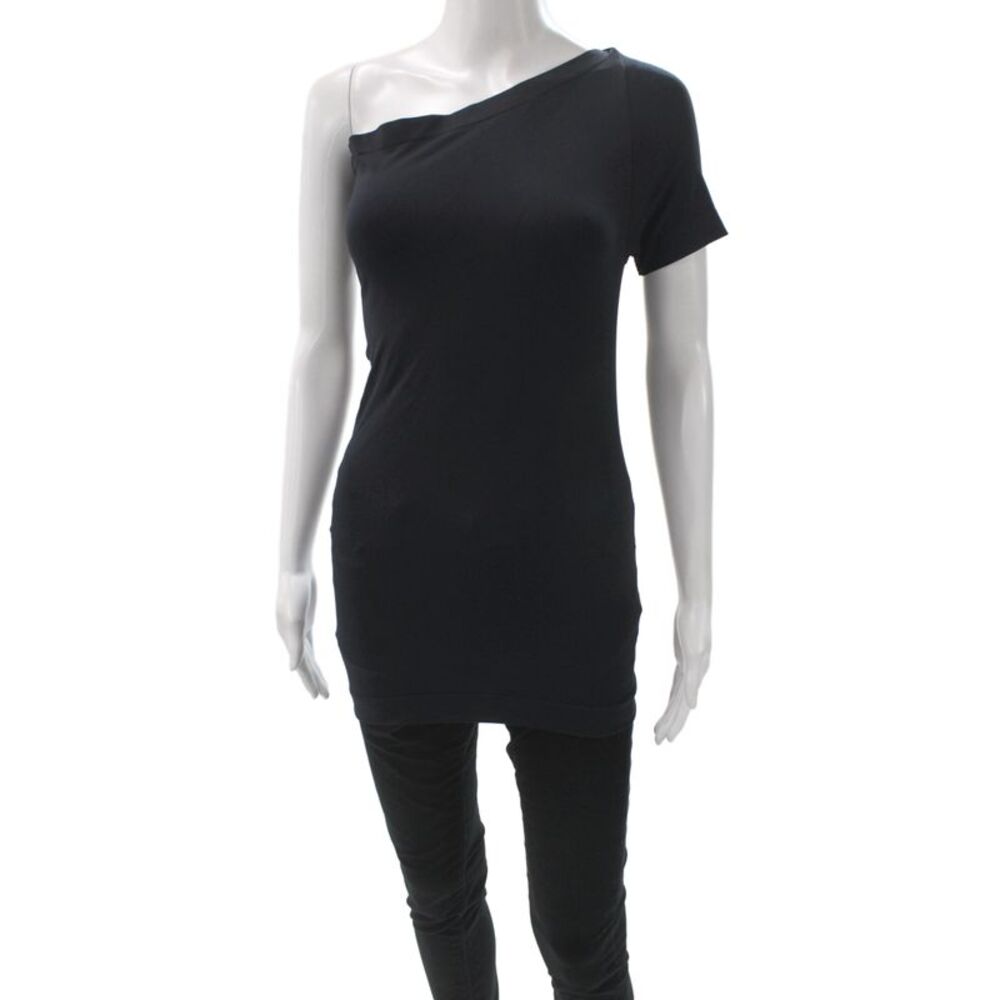 Helmut Lang Women Black Jersey Tunic Short Sleeve Size S